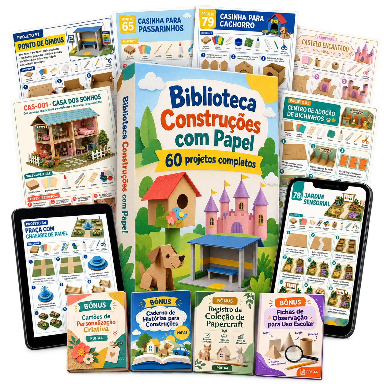 Mockup do plano completo com páginas e bônus
